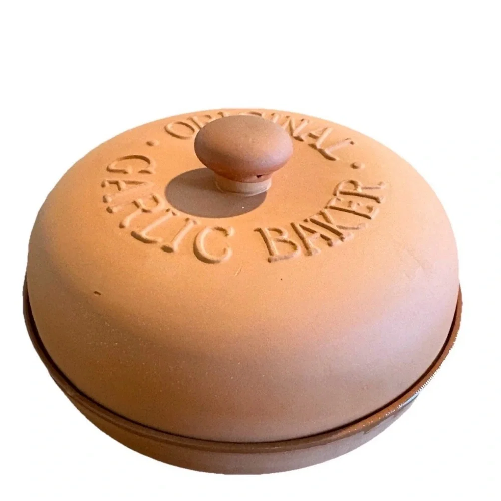 Original Garlic Baker Terracotta Unglazed Exterior Vintage 1993